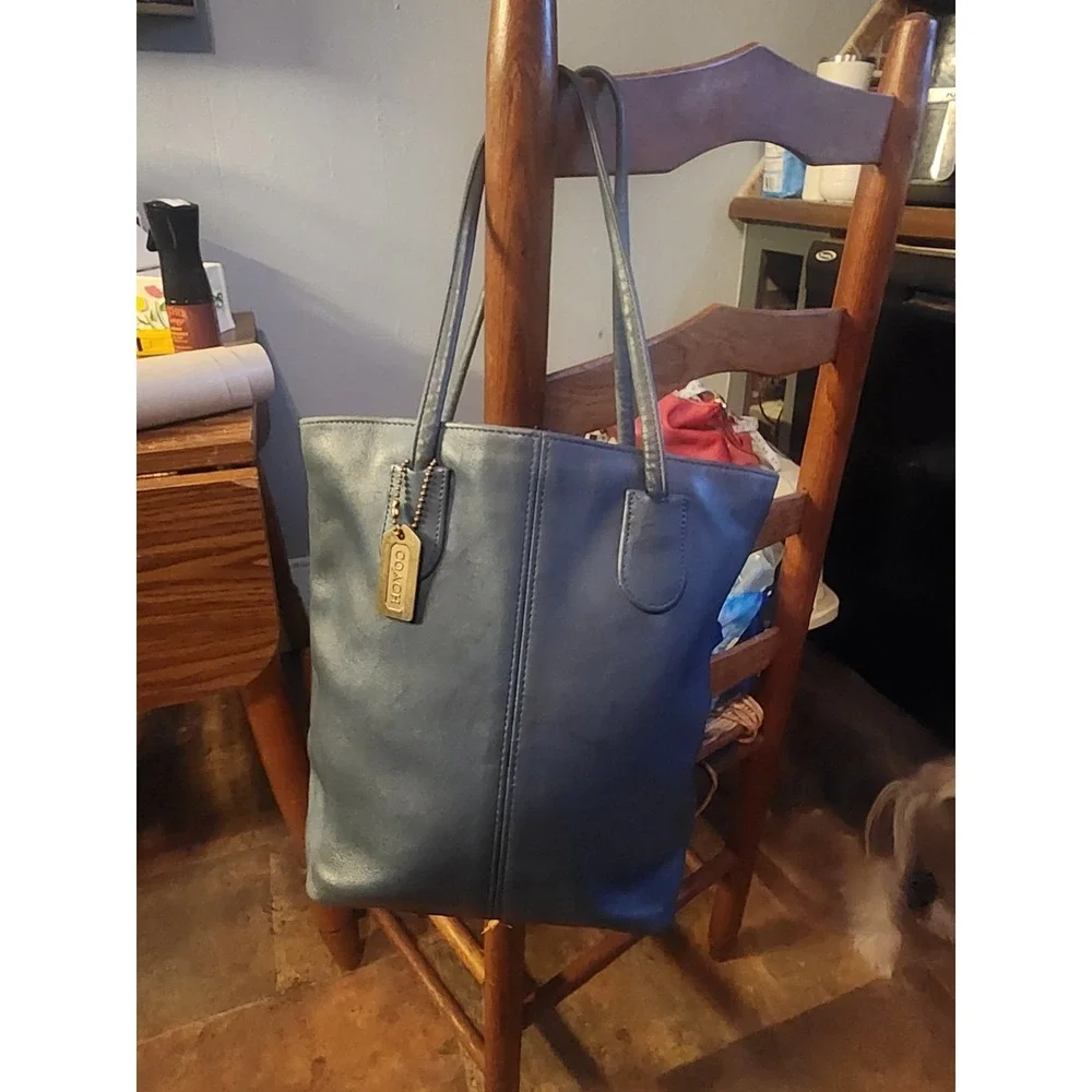 Vintage Coach Periwinkle Blue Lunch Tote Shoulder Bag 1990s B5C-4068 Rare HTF